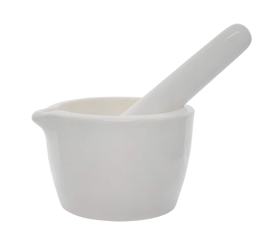 Porcelain Mortar & Pestle Set, 1.7oz (50ml) - Heavy Duty - Unglazed Grinding Surface - Excellent for Kitchen or Laboratory - Grinds Powdered Chemicals, Herbs, Spices, Pills - White Labs