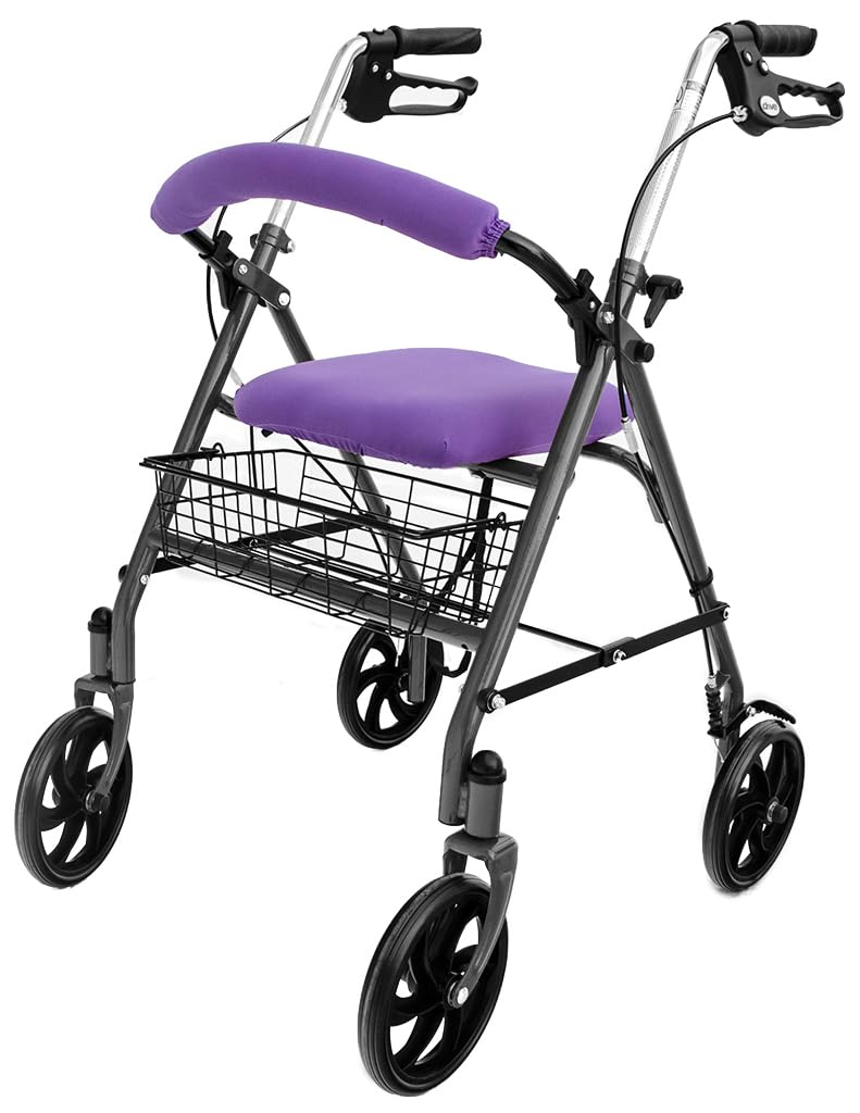 Playful Purple Universal Rollator Walker Seat and Backrest Covers (Purple)