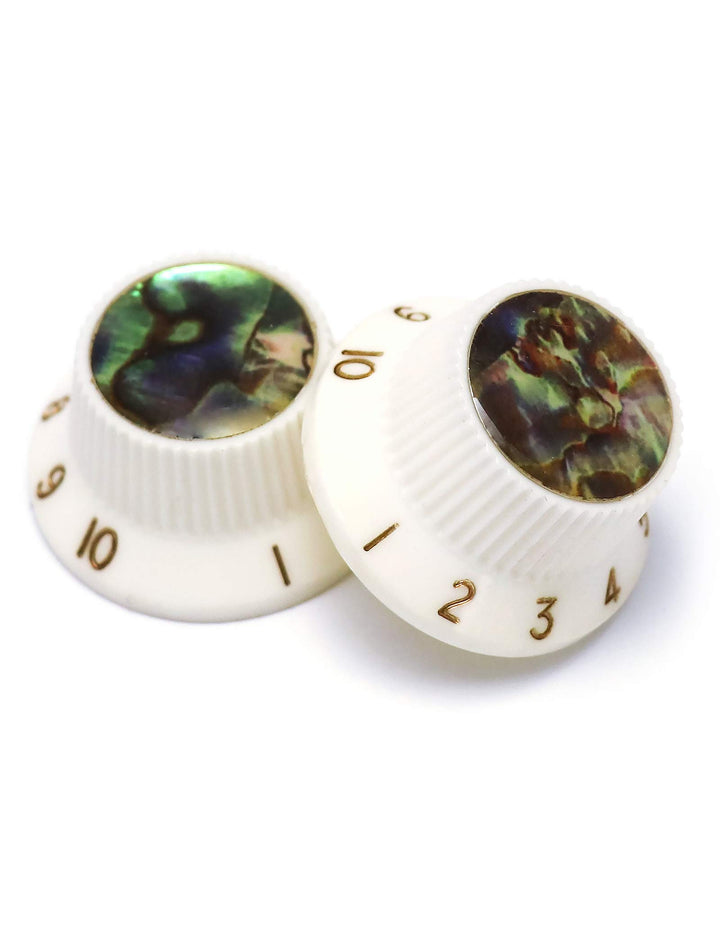 Rubatone Guitar Knobs Abalone Top Speed Control Knobs 6mm Shaft Pots Volumn Tone Knobs Compatiable with Strat Stratocaster Electric Guitar Set of 3Pcs.