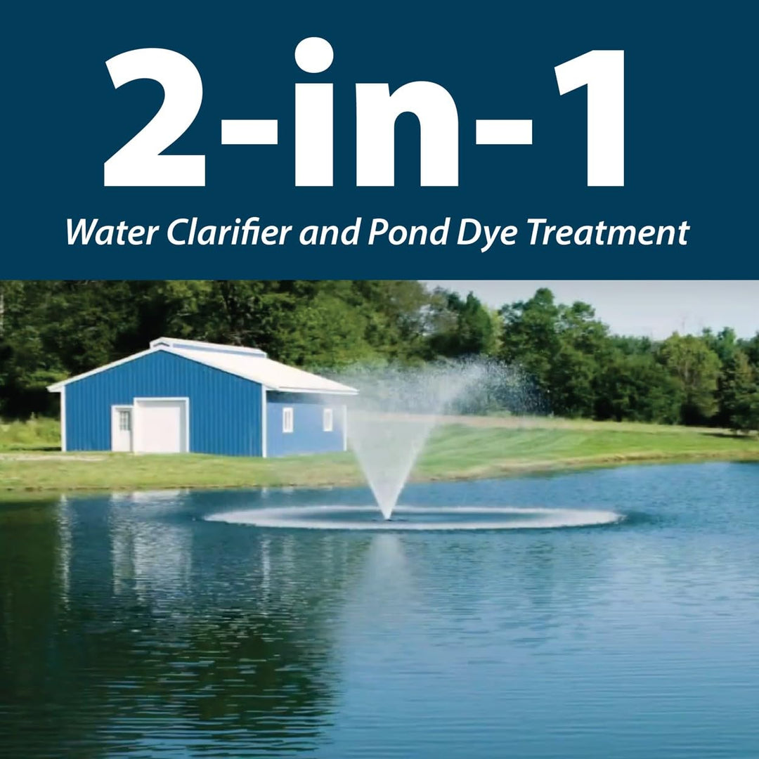 Pond Dye Plus, Nature's Blue Colorant & Natural Beneficial Bacteria, Large Pond & Lake Water Clarifier & Color Treatment, Shade Plants & Algae from Sunlight, Fish & Livestock Safe, 1 Gallon