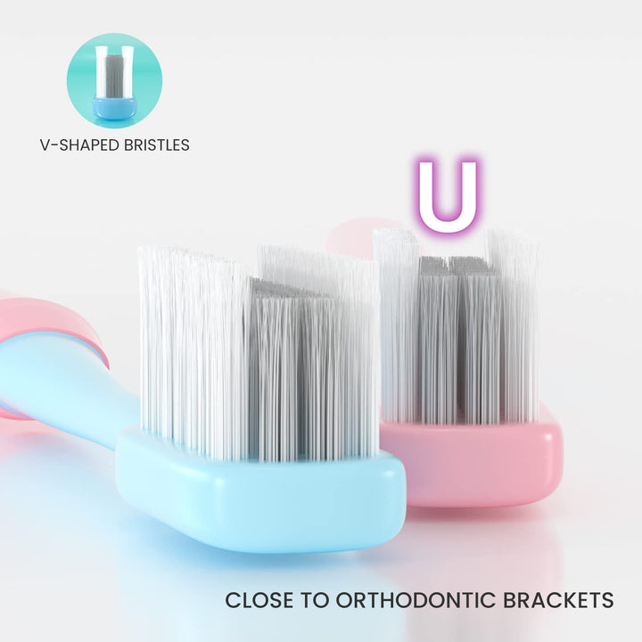 4 Pcs U-Shaped Orthodontic Toothbrush Soft Bristle with 10 L-Shaped Interdental Brush for Orthodontic People Effective Cleaning Teeth