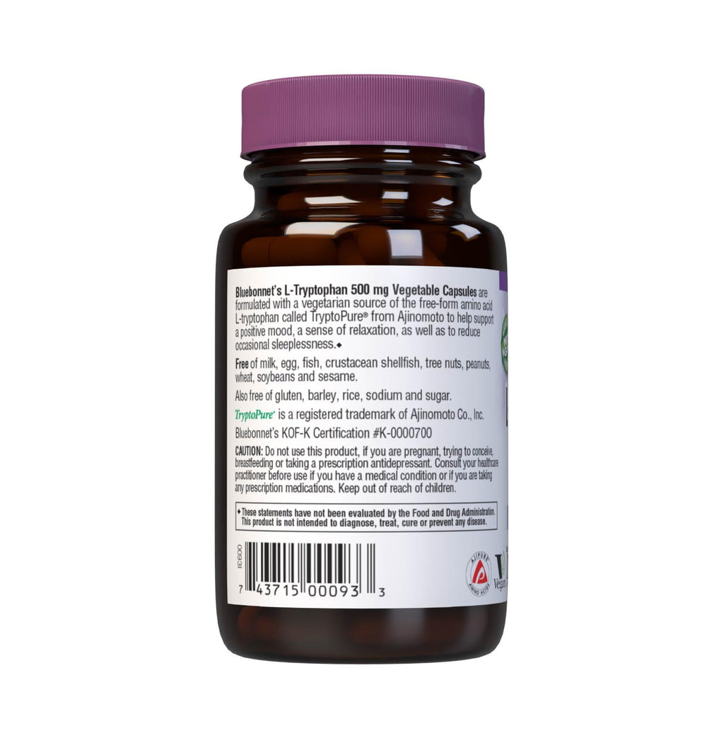 Bluebonnet Nutrition L-Tryptophan, 30VC 500 Mg