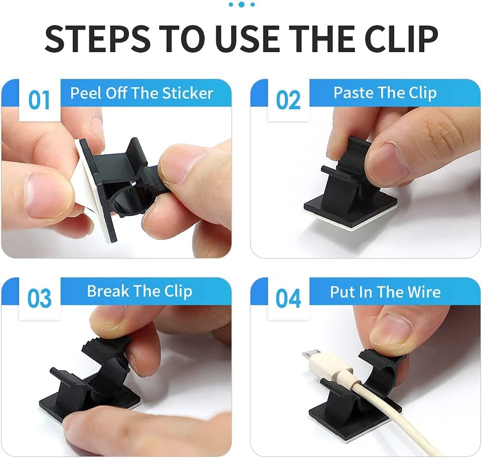 30 Pcs Black Clips Self Adhesive Backed Nylon Wire Adjustable Cable Clips Adhesive Cable Management Drop Wire Holder