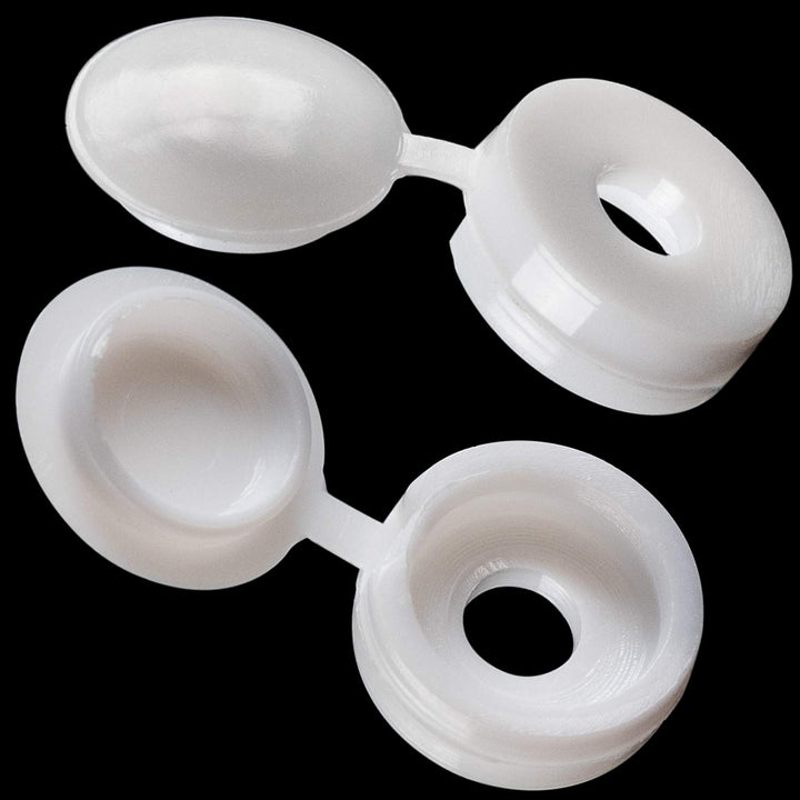 100 Pcs Plastic Hinged Screw Cover Caps, Fold Snap Washer Flip Tops Protection (White)