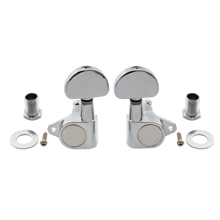 3+3 Epi Style Guitar Machine Head Sealed Tuners Tuning Pegs Set for Les Paul Style Electric Guitar or Acoustic Guitar Half Moon Button Chrome