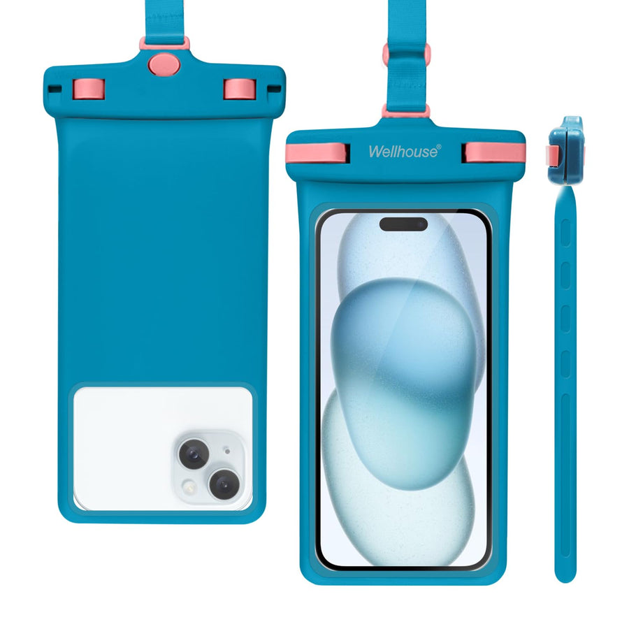Waterproof Phone Pouch, Waterproof Phone Case for iPhone 16 15 14 13 Pro Max XS Samsung, IPX8 3D Cellphone Dry Bag Beach Essentials -Blue 1 Pack 7.0
