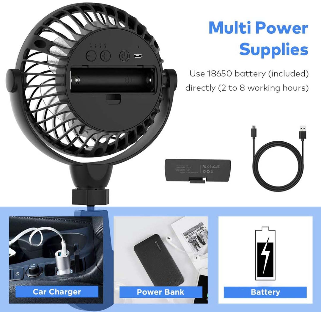 Car Fan, USB Powered Car Cooling Fan, 4 Speed Strong Wind 5V Rear Seat Air Circulation Fan with Durable Hook for Vehicles SUV RV(USB Powered Only)