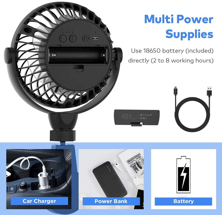 Car Fan, USB Powered Car Cooling Fan, 4 Speed Strong Wind 5V Rear Seat Air Circulation Fan with Durable Hook for Vehicles SUV RV(USB Powered Only)