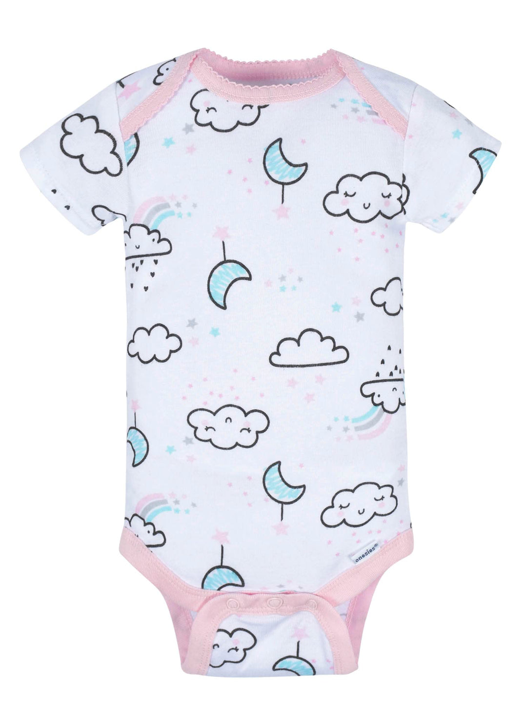 Baby 8-Pack Short Sleeve Onesies Bodysuits, Clouds, 0-3 Months