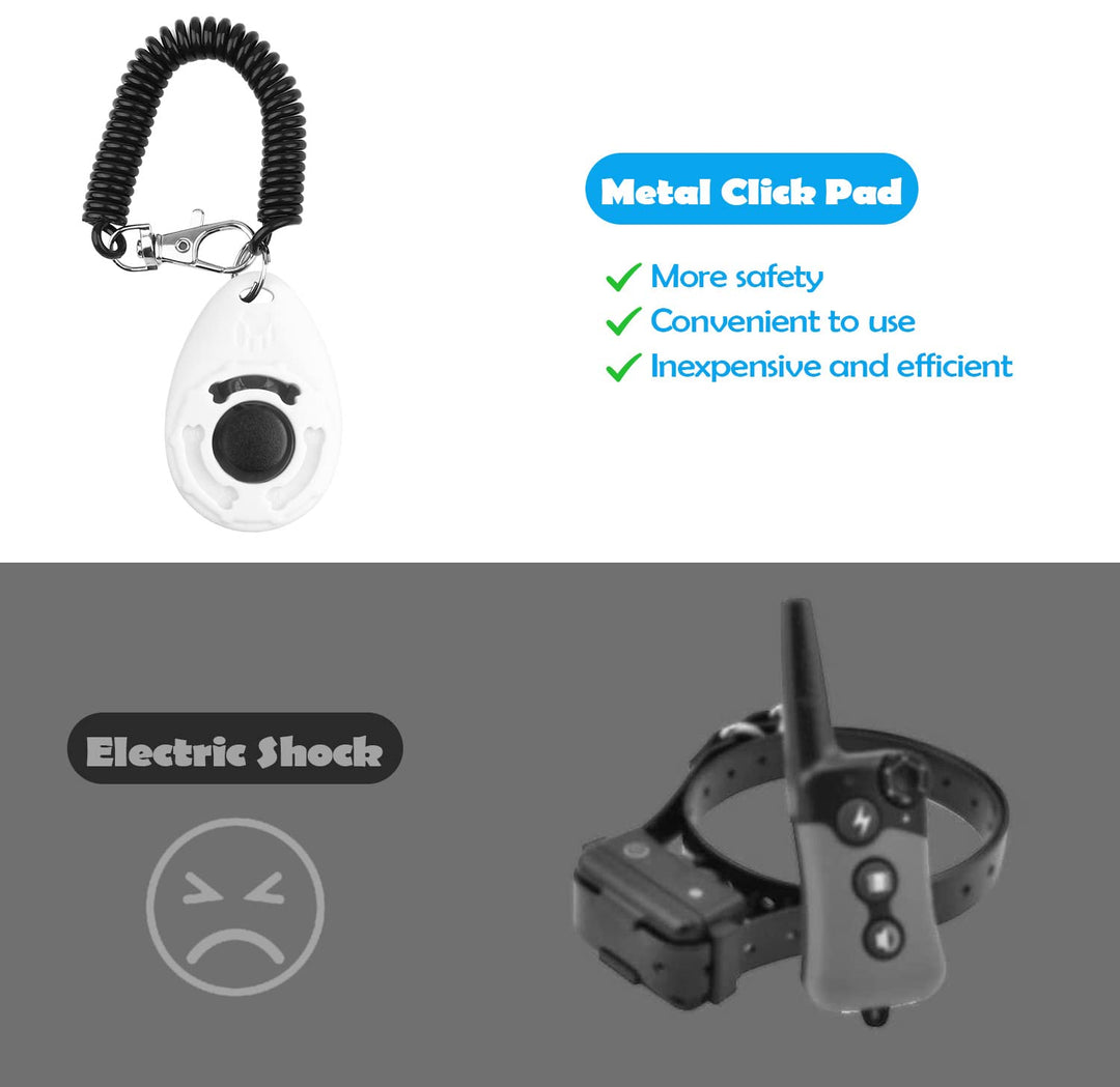 Dog Training Clicker with Wrist Strap - Durable Lightweight Easy to Use, Pet Training Clicker for Cats Puppy Birds Horses. Perfect for Behavioral Training 2-Pack (Blue and White)