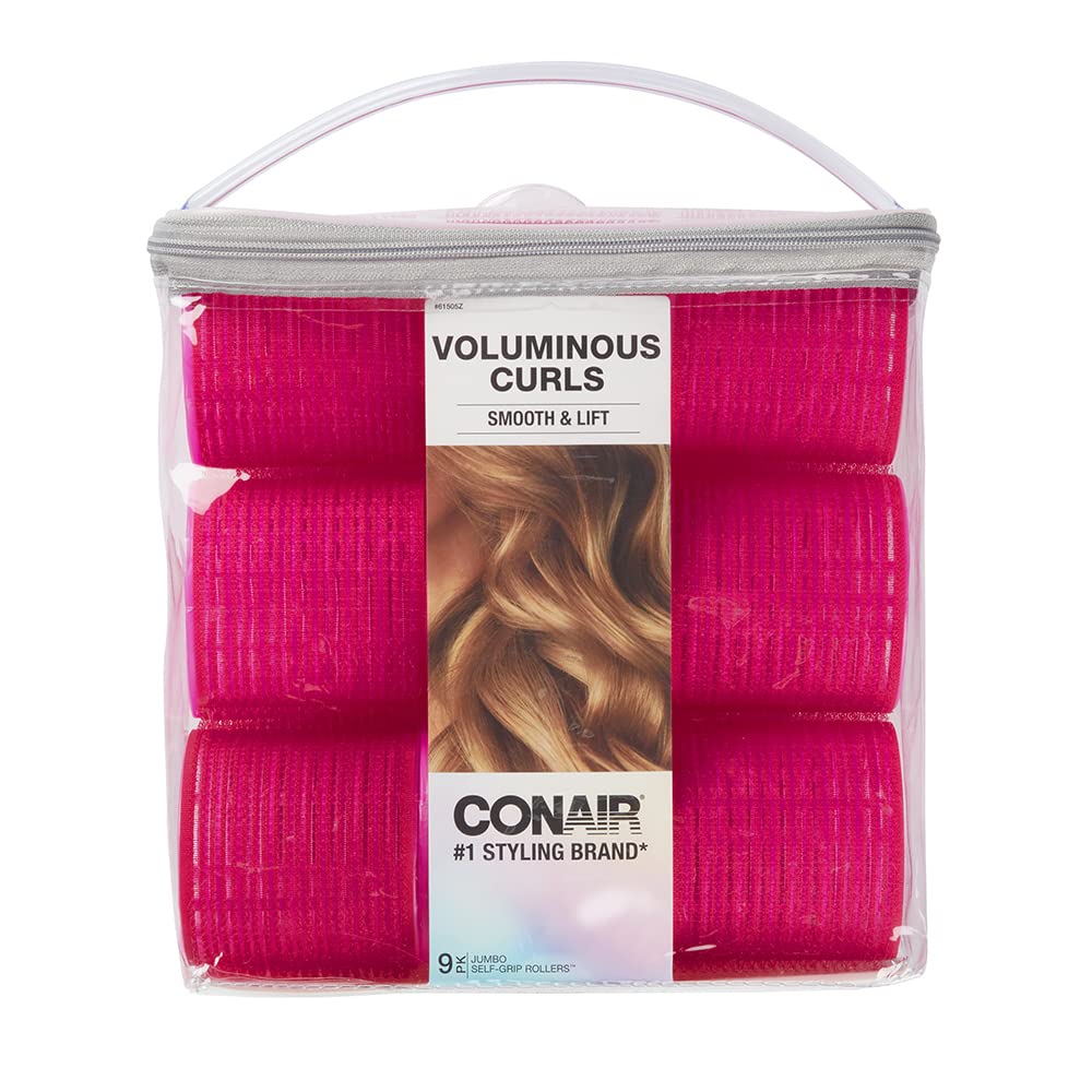 Heatless Curls - Extra Large Hair Rollers - heatless curlers - heatless curls overnight - Velcro Rollers for Hair - Hot Pink - 9 Count w/storage case