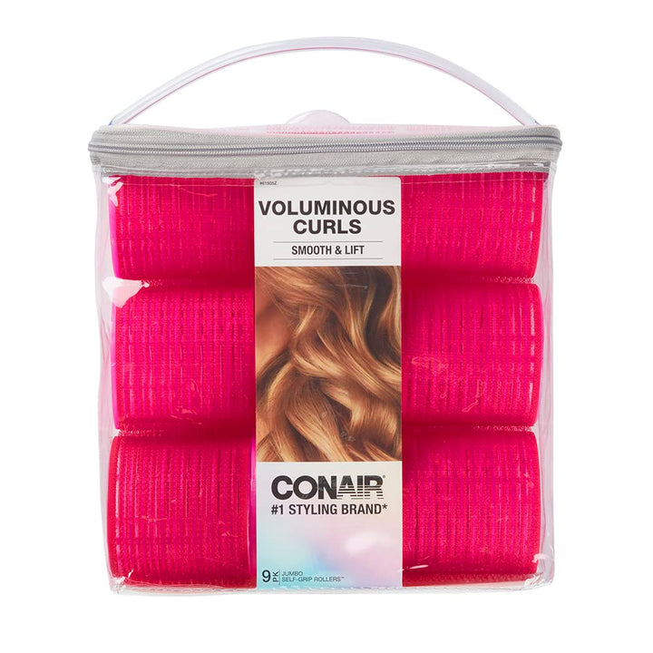 Heatless Curls - Extra Large Hair Rollers - heatless curlers - heatless curls overnight - Velcro Rollers for Hair - Hot Pink - 9 Count w/storage case