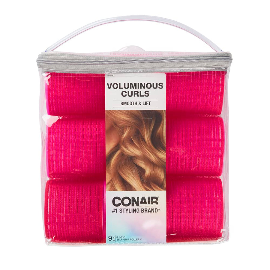 Heatless Curls - Extra Large Hair Rollers - heatless curlers - heatless curls overnight - Velcro Rollers for Hair - Hot Pink - 9 Count w/storage case