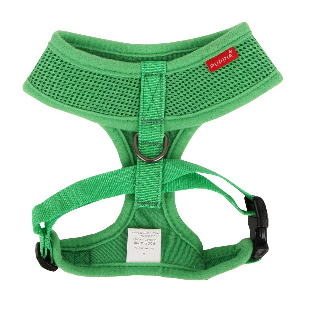 Soft Dog Harness No Choke Over-The-Head Triple Layered Breathable Mesh Adjustable Chest Belt and Quick-Release Buckle, Green, Medium