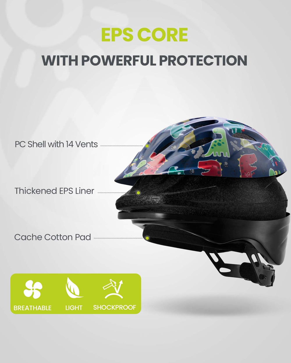 Toddler Kids Bike Helmet - Multi-Sport 2 Sizes Adjustable Safety Helmet for Children (Age 3-11), 14 Vents for Kids Skating Cycling Scooter - Dino Volcanoland,S