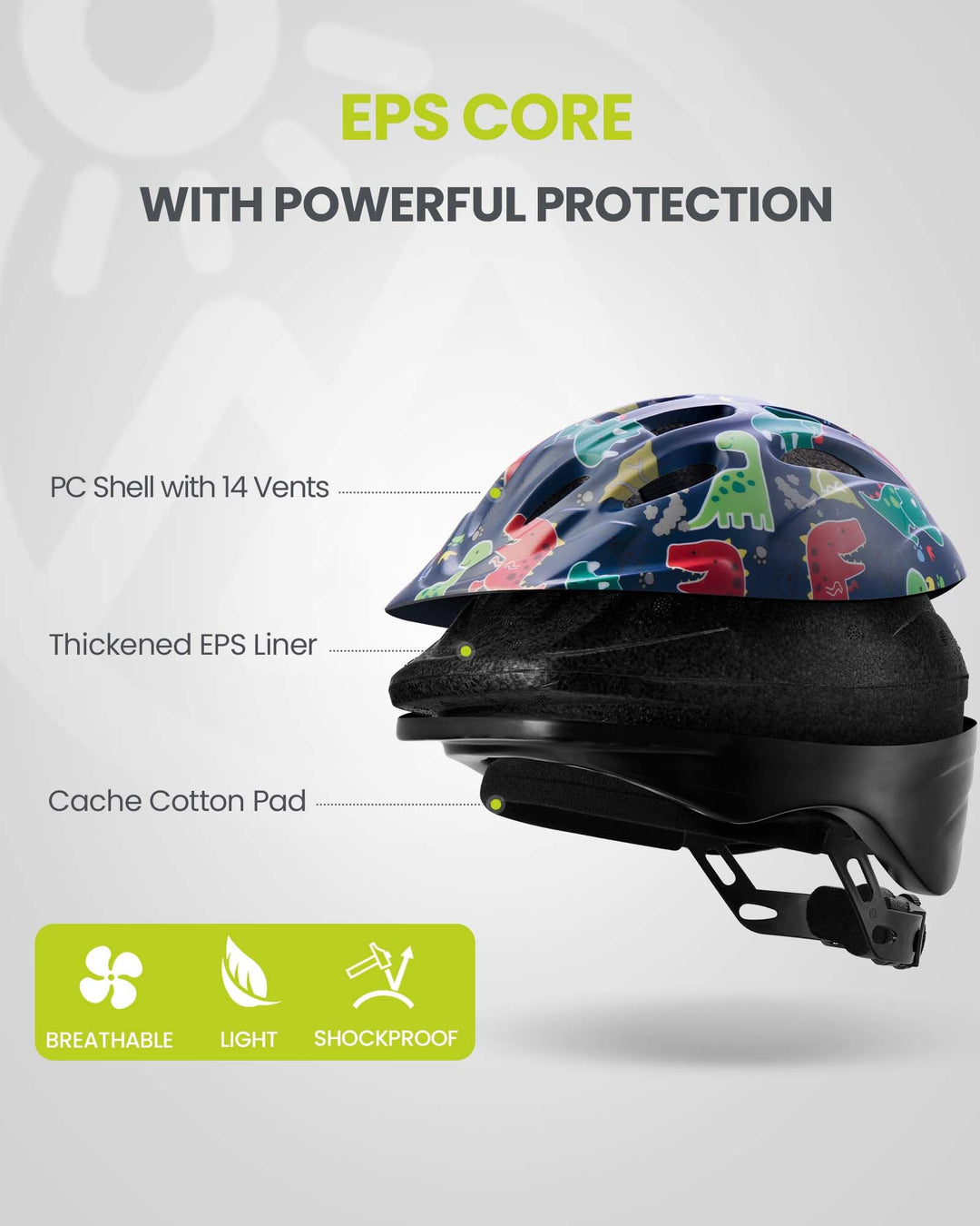 Toddler Kids Bike Helmet - Multi-Sport 2 Sizes Adjustable Safety Helmet for Children (Age 3-11), 14 Vents for Kids Skating Cycling Scooter - Dino Volcanoland,S