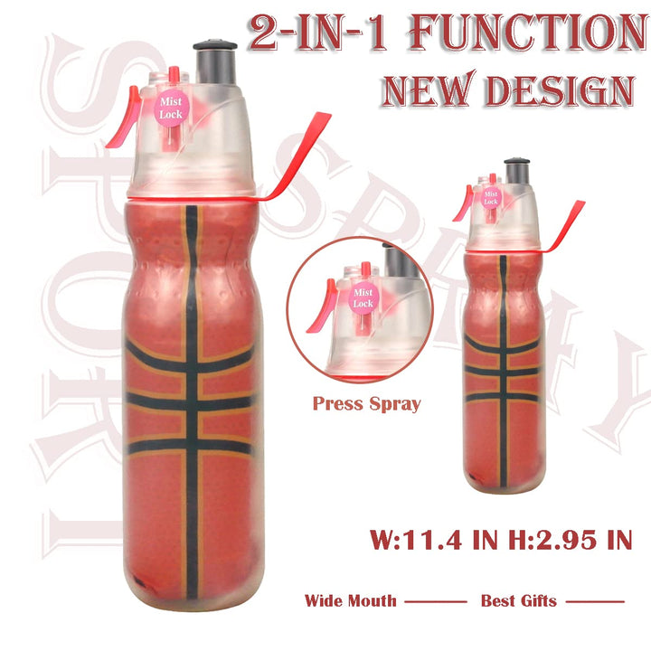 Sport Insulated Water Bottle - BPA-Free, Spray Cooling Bottle - Help You Cool Down Quickly & Quench Thirst, Sport & Bike Squeeze Bottle for Gym Cycling Running Climbing Hiking (Basketball)