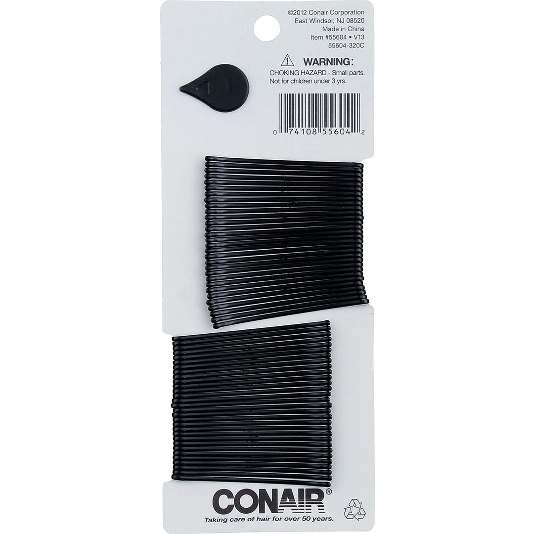 Bobby Pins, Curved, Black 60 Pins (Pack Of 6)
