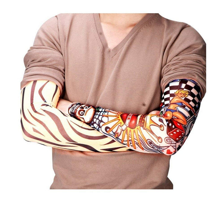 Temporary Tattoo Arm Sleeves for Men/Women, Fake Tattoo Sleeves Outdoor Sun Protective Cover Body Art Fake Arm Accessories 6 pcs Tattoo Sleeves (L)