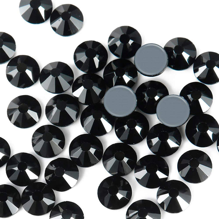 Hotfix Crystal Rhinestones, Hot Fix Crystals for Crafts Clothes, Flatback Glass Crystal for Decoration, Round Gems (Jet Black, SS10 1440PCS)