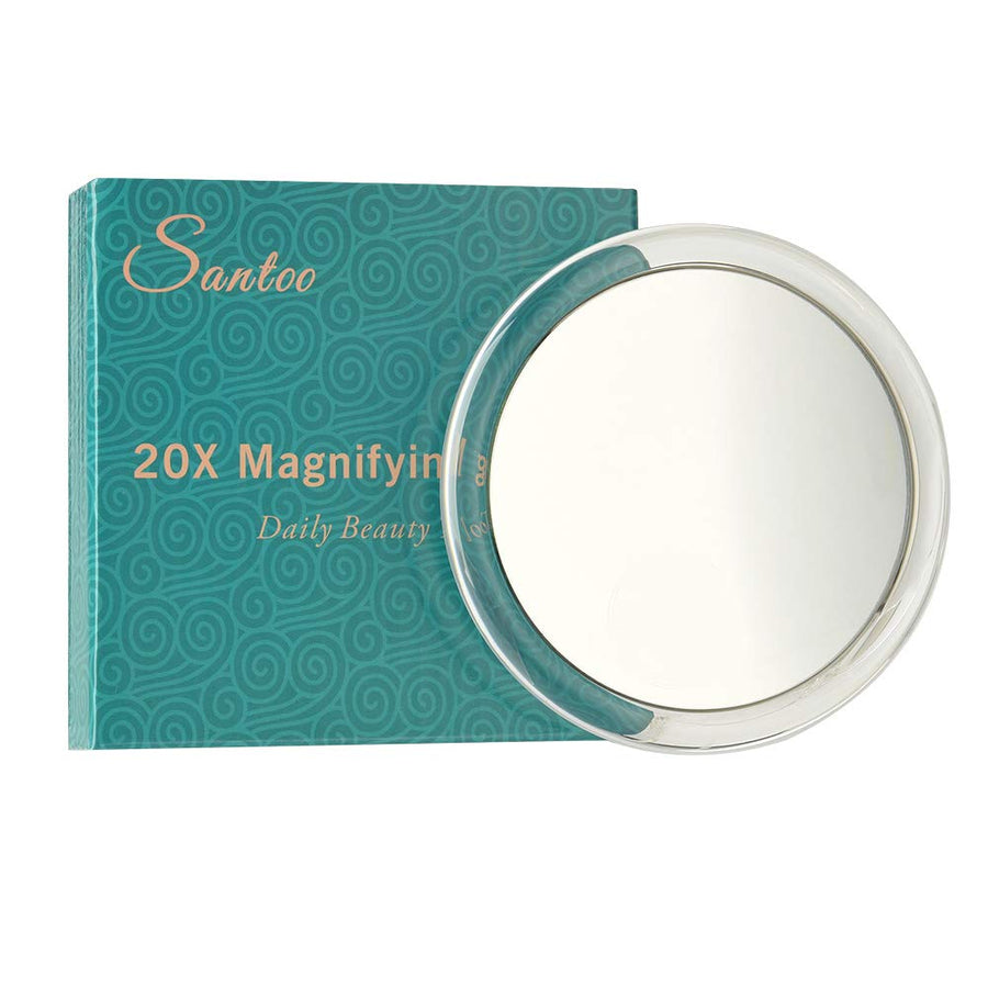 20X Magnifying Mirror with 3 Mounting Suction Cups - Use for Precise Makeup Application - Eyebrows/Tweezing - Blackhead/Blemish Removal - Bathroom/Travel Makeup Mirror, 4 Inch Round