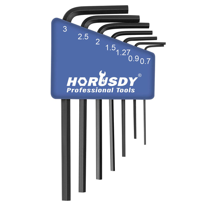 7-Piece Mini Hex Key Metric Set, L Shape Allen Wrench, 0.7mm, 0.9mm, 1.27mm, 1.5mm, 2mm, 2.5mm, 3mm, Cr-V