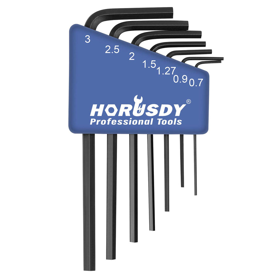 7-Piece Mini Hex Key Metric Set, L Shape Allen Wrench, 0.7mm, 0.9mm, 1.27mm, 1.5mm, 2mm, 2.5mm, 3mm, Cr-V