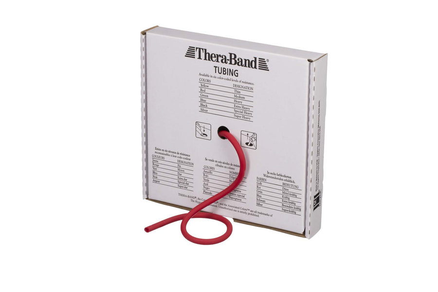 TheraBand Professional Latex Resistance Tubes For Upper Body, Lower Body, and Core Exercise, Physical Therapy, Lower Pilates, At-Home Workouts, and Rehab, 25 Foot, Red, Medium, Beginner Level 3