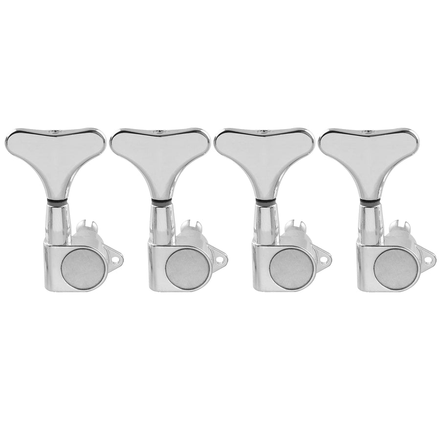 Pro 4 in Line Sealed Electric Bass Tuners Tuning Pegs Keys Machine Heads Set for 4 String Precision Jazz Bass Replacement, Chrome