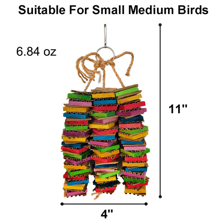 Parrot Toys for Medium Birds, Cardboard Bird Toys African Grey Parrot Toys, Natural Wooden Bird Cage Chewing Toy with Clip for Small Medium Parrots and Birds Cockatiel Conure