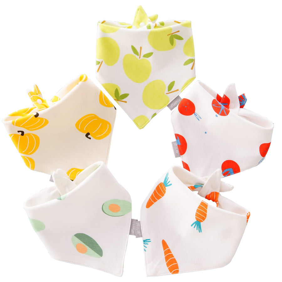 Cotton Baby Bandana Drool Bibs 5 Pack Baby Bibs for Girls
