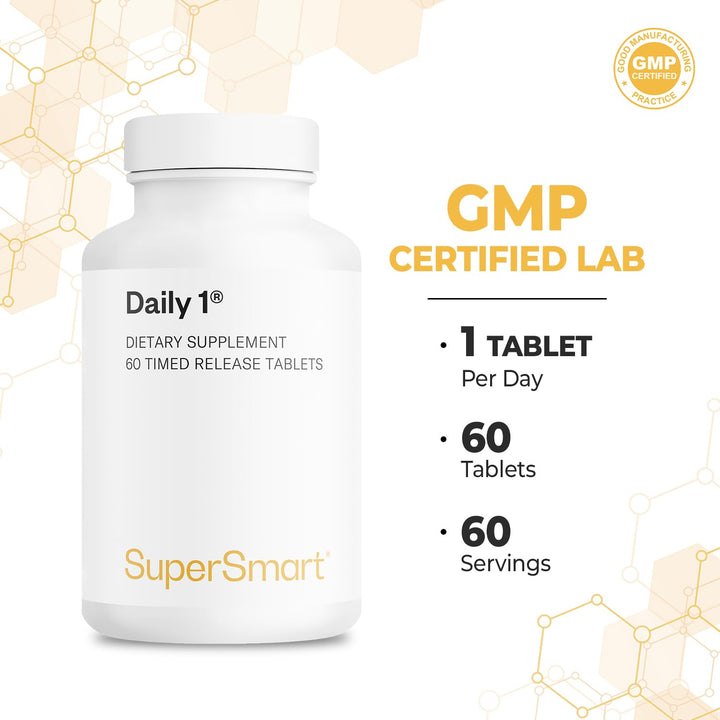 - Daily 1® Timed Release - Multivitamin Supplement for Women & Men - with BioPQQ®, Vitamin A, B, C, D & E, Biotin, Quercetin & Fisetin | Made in USA | Non-GMO & Gluten Free - 60 Tablets