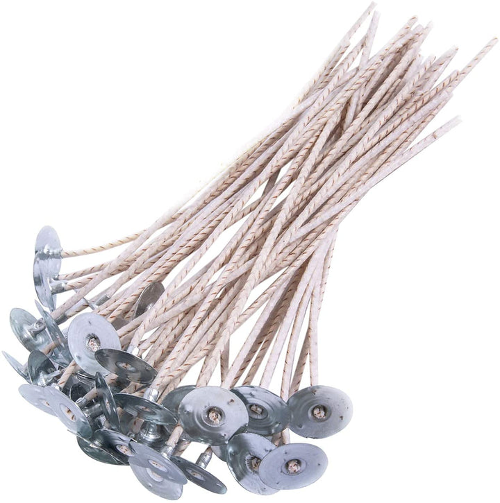 100pcs ECO12 Wicks for Soy Candles, 8 inch Pre-Waxed Candle Wick for Candle Making,Thick Candle Wick with Base