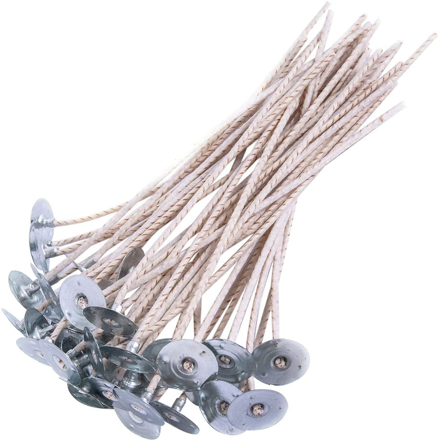 100pcs ECO12 Wicks for Soy Candles, 8 inch Pre-Waxed Candle Wick for Candle Making,Thick Candle Wick with Base