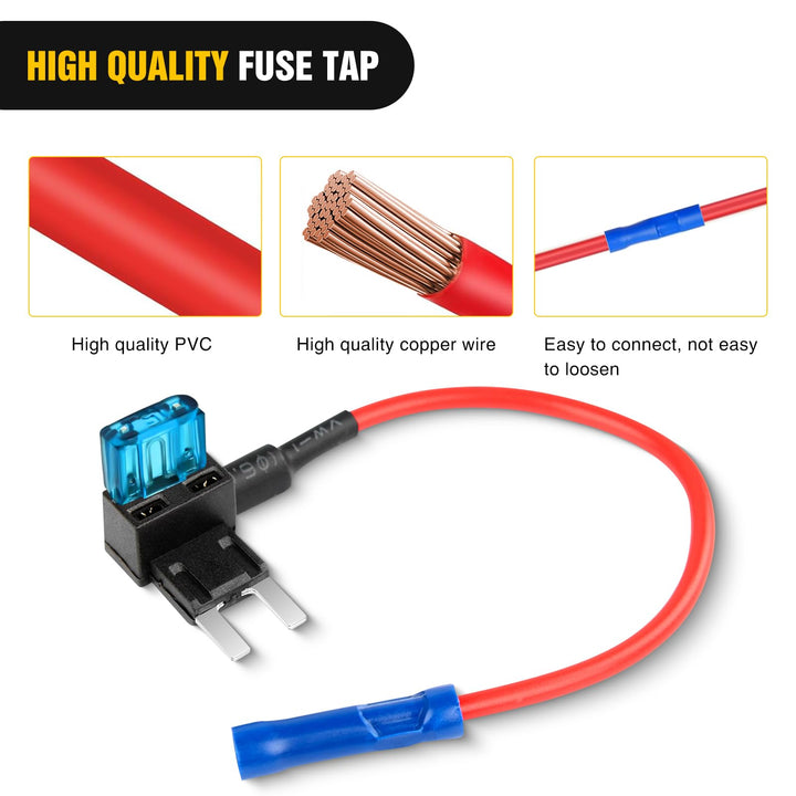 Fuse Holder Add-a-circuit Fuse TAP Adapter Mini ATM APM Blade Fuse Holder-10 Pack , 2 years Warranty