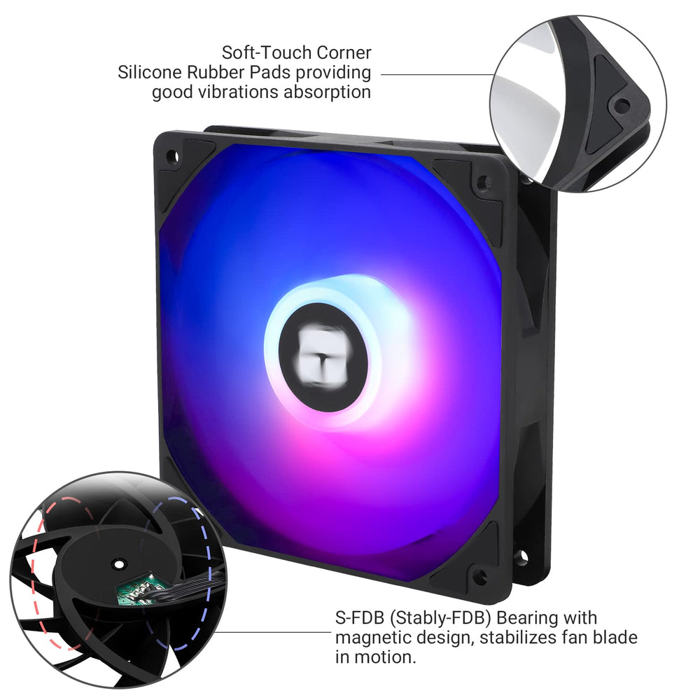 TL-C12C-S X3 CPU Fan 120mm ARGB Case Cooler Fan, 4pin PWM Silent Computer Fan with S-FDB Bearing Included, up to 1500RPM Cooling Fan(3 Quantities)