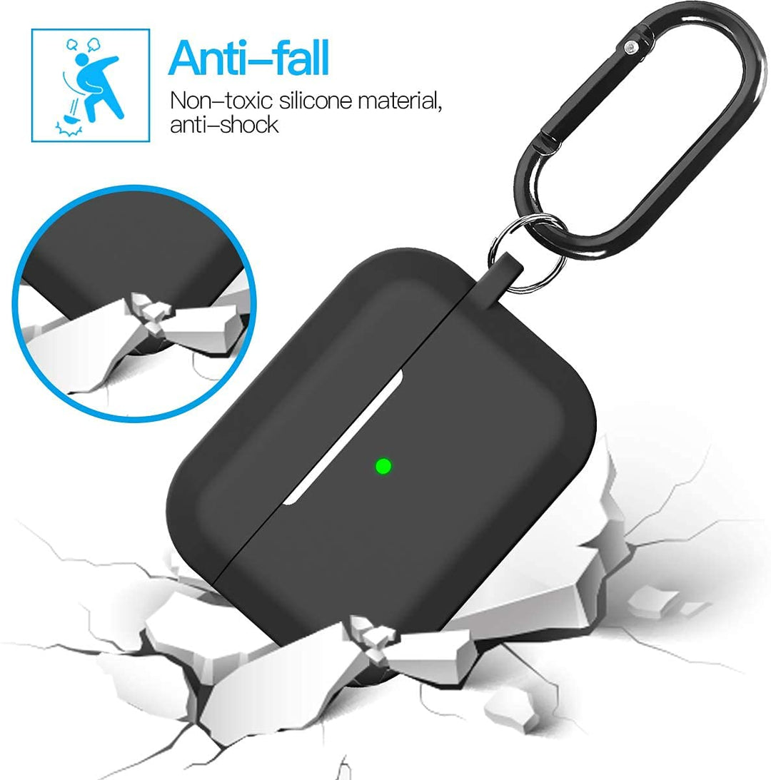 Airpods Pro Case Cover,Silicone Protective Skin Case for Apple Airpod Pro (Front LED Visible) Black