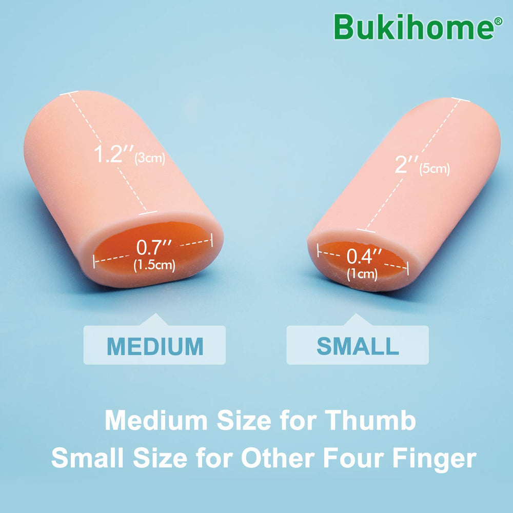 12 PCS Gel Finger Cots, Finger Protectors, Finger Sleeves for Protect Fingertips, Hand Eczema, Finger Cracking and More (Champagne (color))