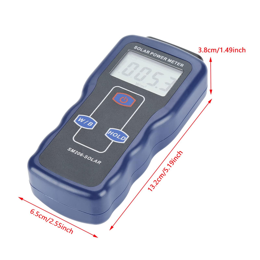 Solar Power Meter Digital Solar Power Meter Sunlight Meter Sun Light Radiation Measuring for Radiations Measuring Testing Instrument Solar Power Radiation Meter W/m²&Btu Two Units