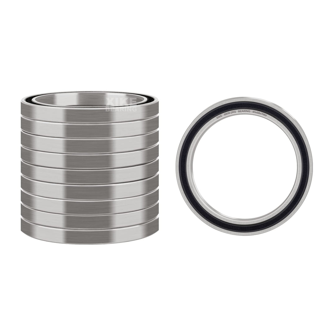 10 Pcs 6809-2RS Bearings 45x58x7mm, Double Rubber Seals and Pre-Lubricated, Deep Groove Ball Bearing.