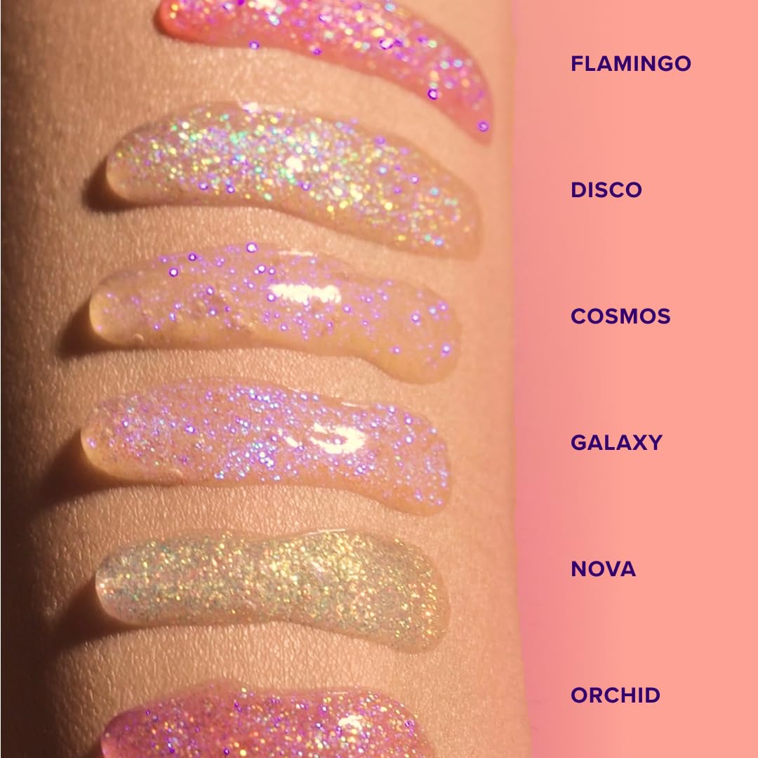 Glitter Lip Gloss - Sparkly Lip Shine - Stocking Stuffers for Women, Gifts for Teen Girls - Vegan & Cruelty-Free Non-Sticky Formula Lip Gloss Glitter Makeup - Holographic Silver (Disco)
