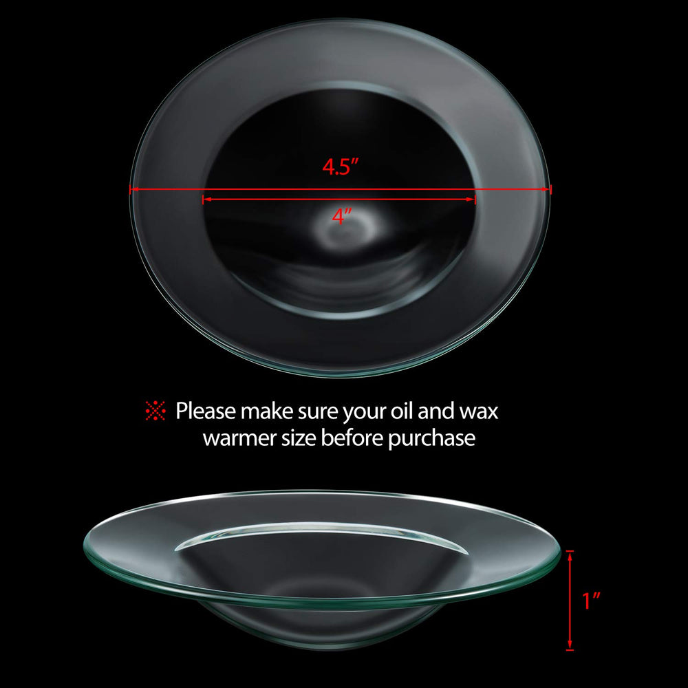 2 Pieces 4.5'' Replacement Oil Warmer Dish Round Glass Dish Wax Melt Warmer Bowl Plate Lid Tray for Aroma Therapy Lamp Electric Lamps Oil and Tart Warmers