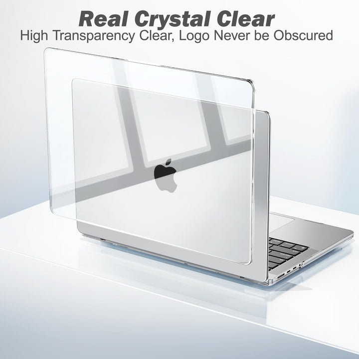 Compatible with MacBook Pro 14 inch Case 2024 2023 2022 2021 M4 A3112 A3185 A3401 M3 A2918 A2992 M2 A2779 M1 A2442, Plastic Hard Shell Case + Keyboard Cover + Screen Protector, Transparent