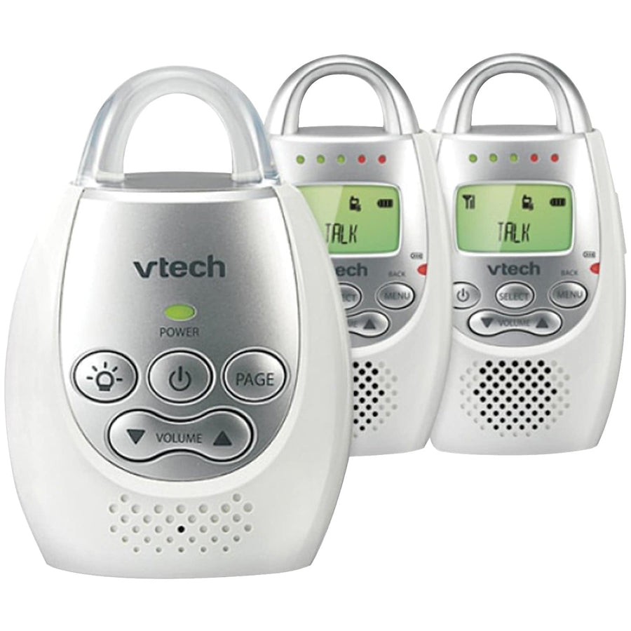 DM221-2 Audio Baby Monitor with up to 1,000 ft of Range, Vibrating Sound-Alert, Talk Back Intercom, Night Light Loop & Two Parent Units, White