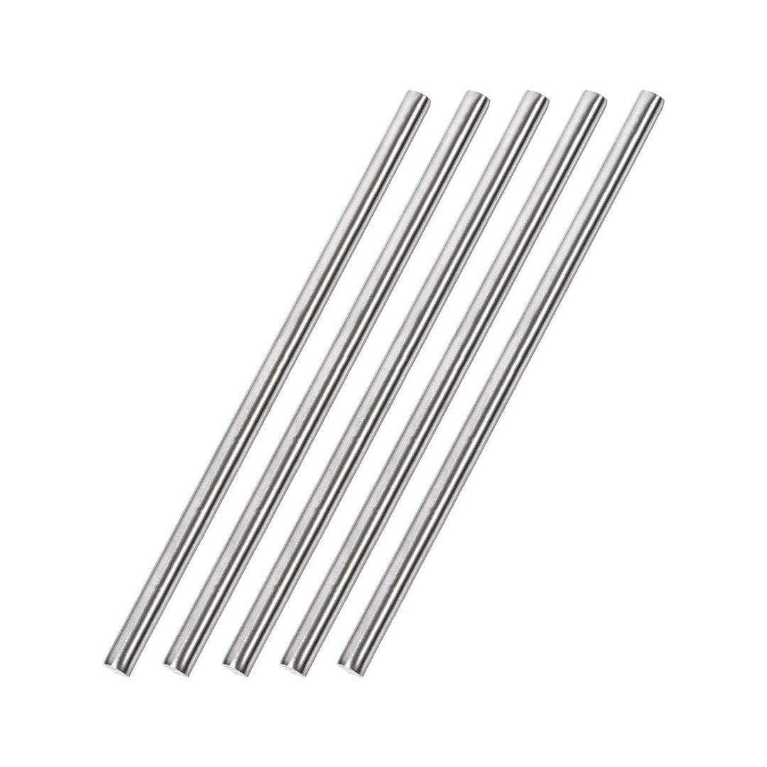 6mm x 200mm 304 Stainless Steel Solid Round Rod for DIY Craft - 5pcs