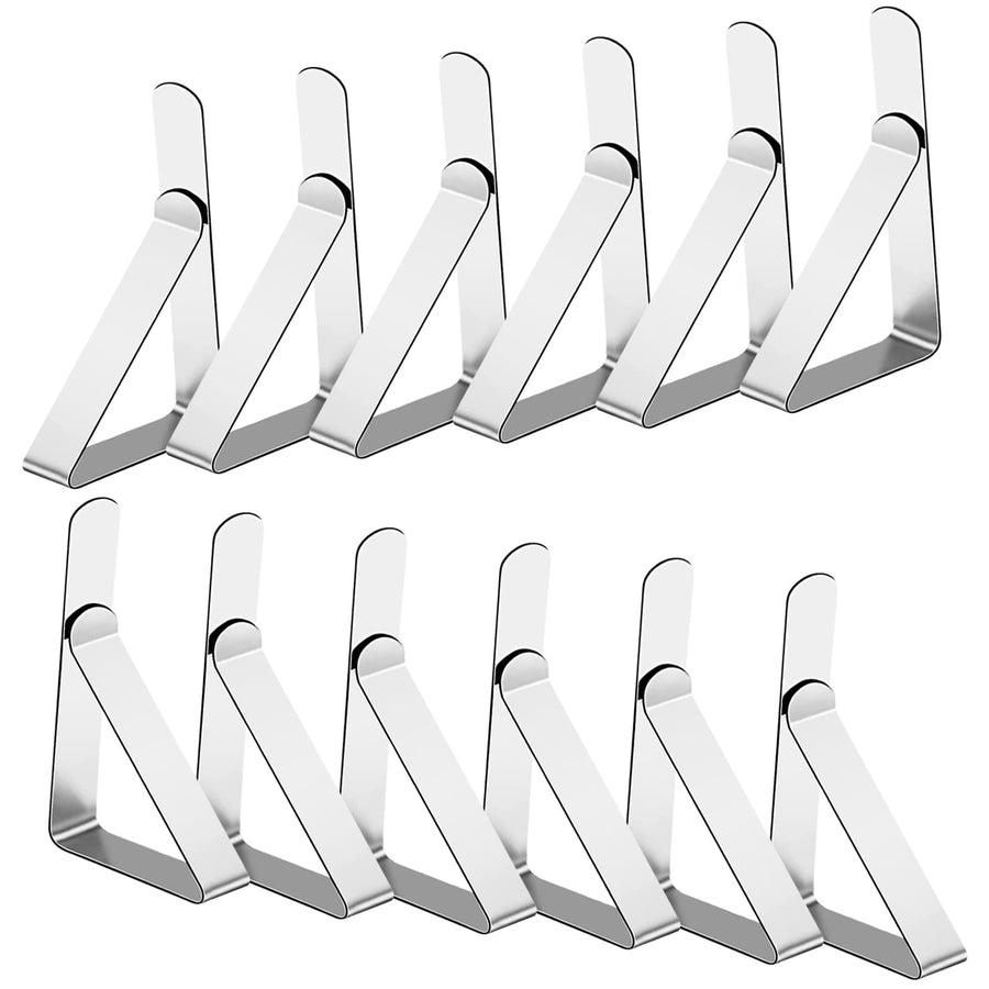 12 Pack Tablecloth Clips- Picnic Table Cloth Clips- Stainless Steel Table Cloth Cover Clamps- Table Clips for Restaurant Picnics Marquees Weddings Graduation Party- Fits Up to 1.7” Thick Tables