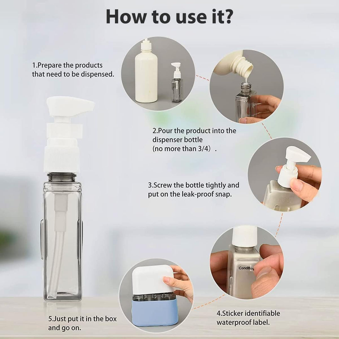 Travel Size Toiletries, 4pcs Travel Containers, Travel Bottles Leak Proof with Labels, TSA Approved Reusable Containers For Toiletries