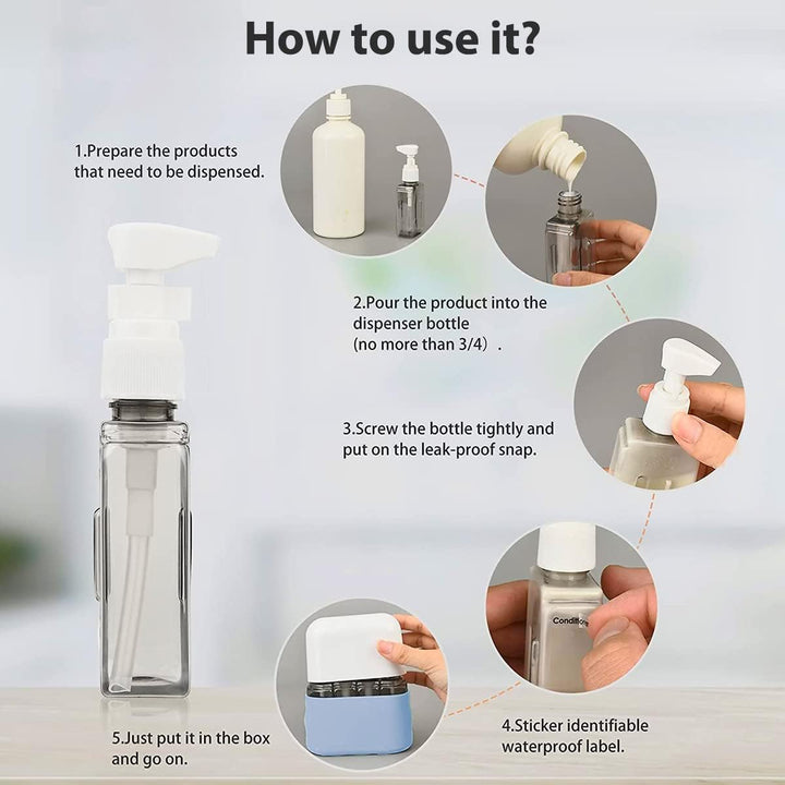 Travel Size Toiletries, 4pcs Travel Containers, Travel Bottles Leak Proof with Labels, TSA Approved Reusable Containers For Toiletries