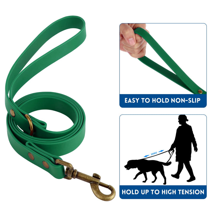 Dog Collar and Leash Set Combo: Adjustable Durable Pet Collars with Dog Leashes for Small Medium Large Dogs,includes One Bonus of Poop Bag Holder (L, Deep Green)