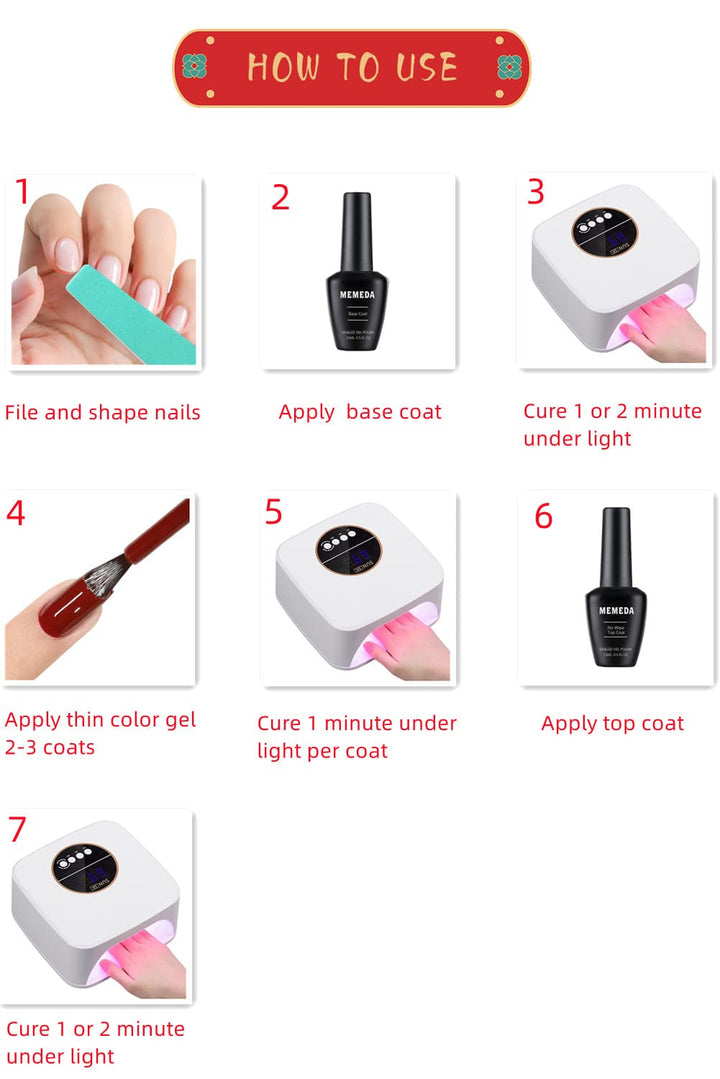 MEMEDA Gel Nail Polish, Soak Off LED Nail Lacquer, Milky White Nude Nail Polish, 0.5 fl oz